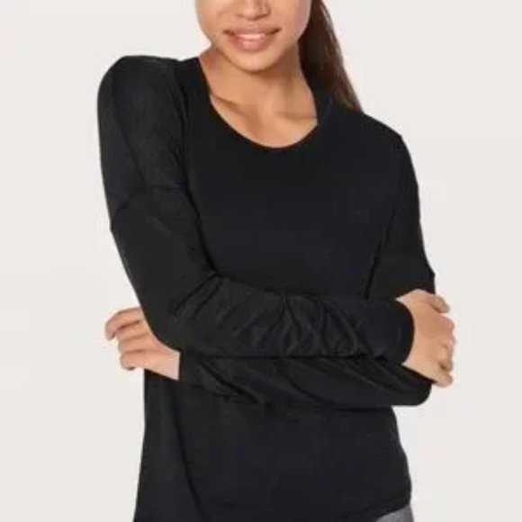 Lululemon Get Set Long Sleeve Shirt Black 6 - Picture 2 of 7